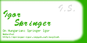 igor springer business card